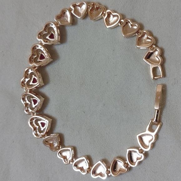 💜 ❤️ New simulated ruby heart cz Gold filled bracelet 💜❤️ - Picture 6 of 6